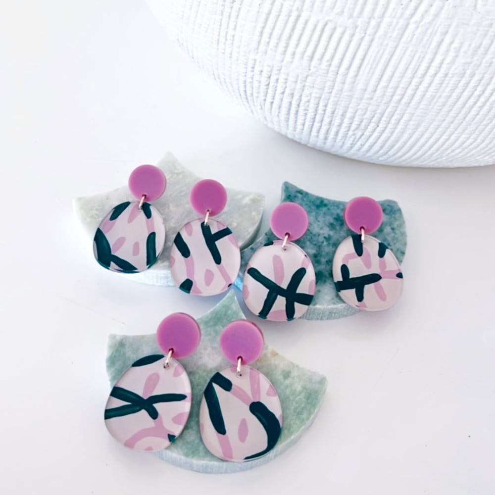 Image of 'Blush Vines' (hand painted) Everyday Dangles