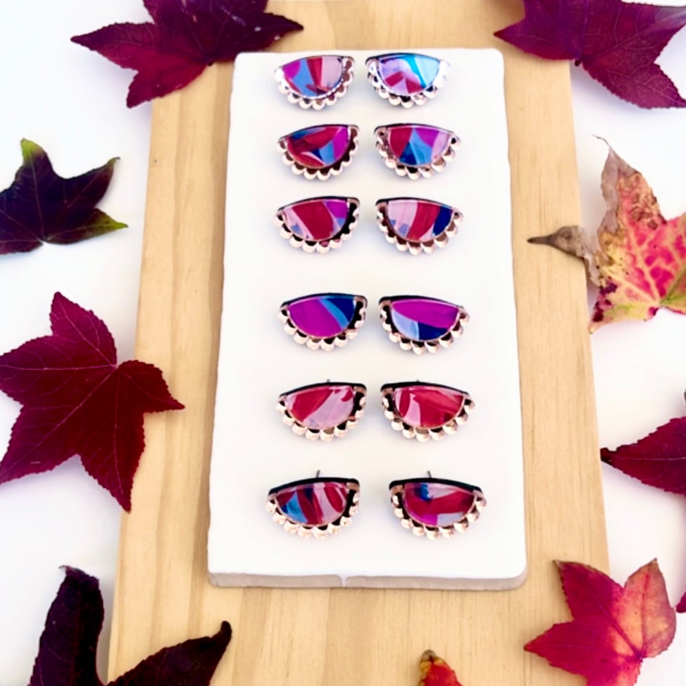 Image of 'Night Garden' (hand painted) Mirror Frill Studs
