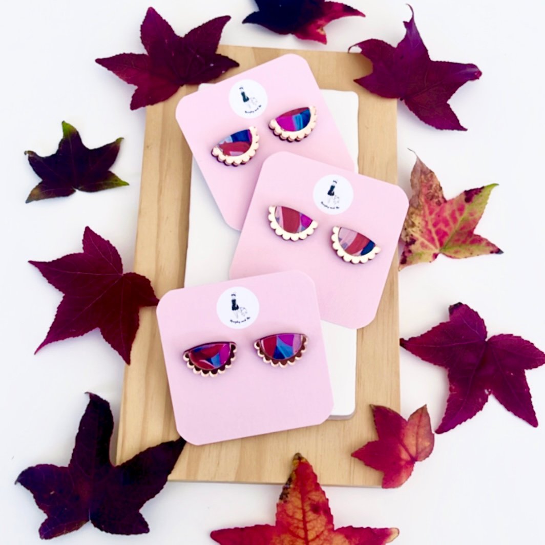 Image of 'Night Garden' (hand painted) Mirror Frill Studs