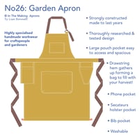 Image 3 of Gardening Apron with Harvesting Skirt Feature, Secateurs & Phone Pockets, Large Pouch Pocket. Ochre