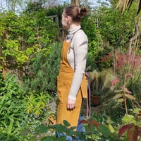 Image 1 of Gardening Apron with Harvesting Skirt Feature, Secateurs & Phone Pockets, Large Pouch Pocket. Ochre