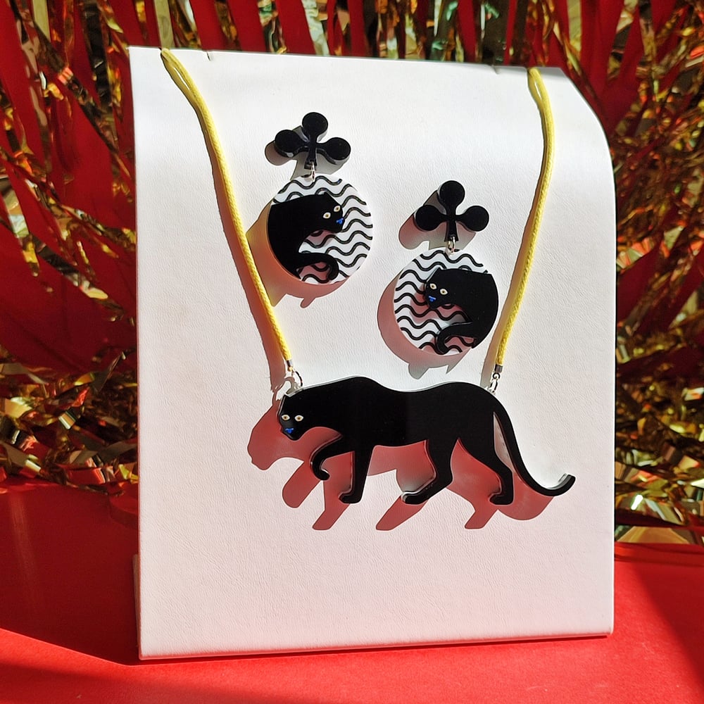 Image of La Pantera Reversible  Panther Statement Acrylic Necklace