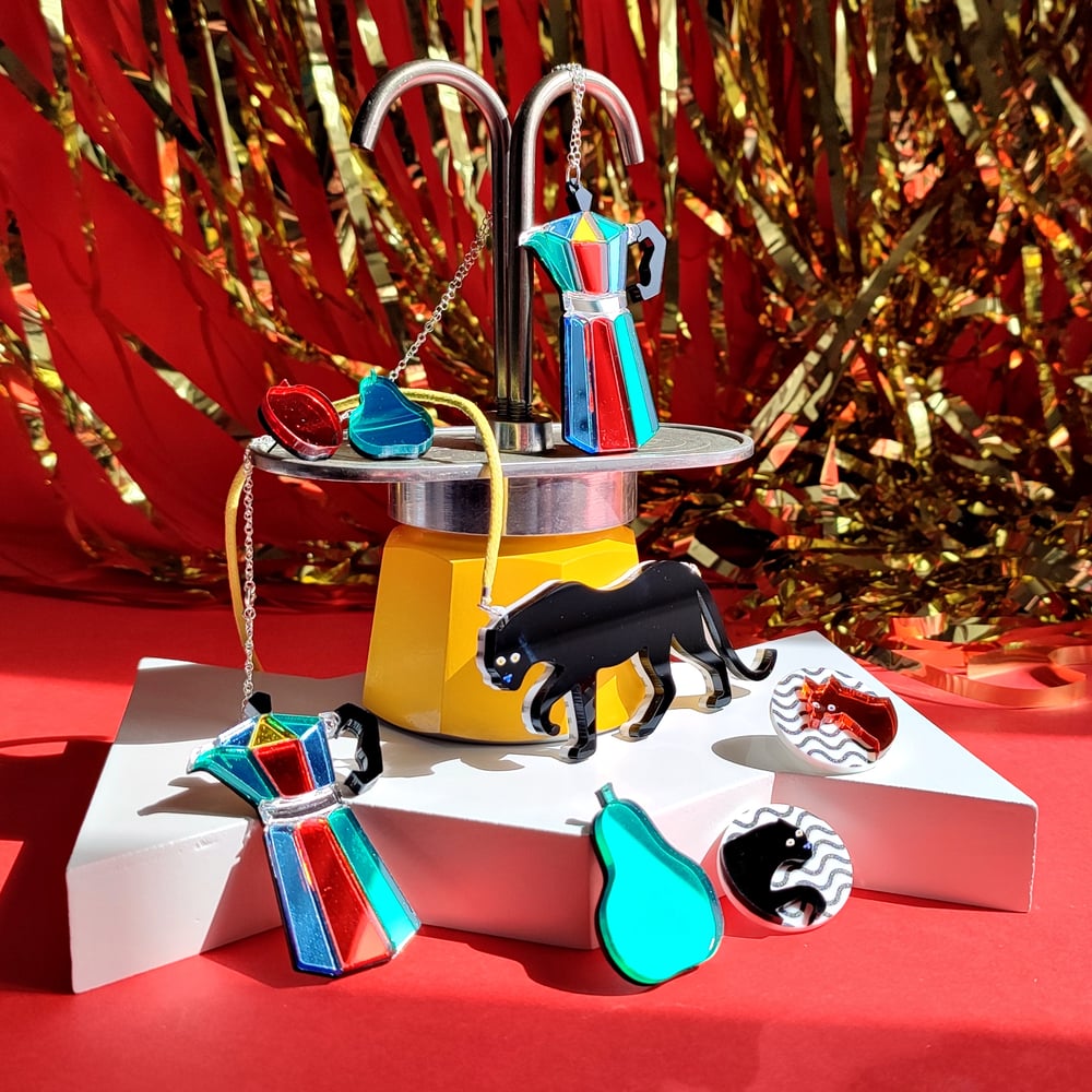 Image of La Pantera Reversible  Panther Statement Acrylic Necklace