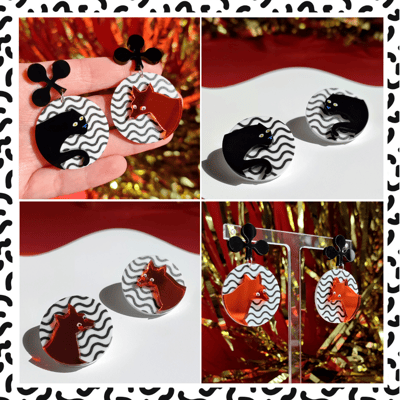 Image of Fox and Panther Statement Acrylic Earrings + Brooch