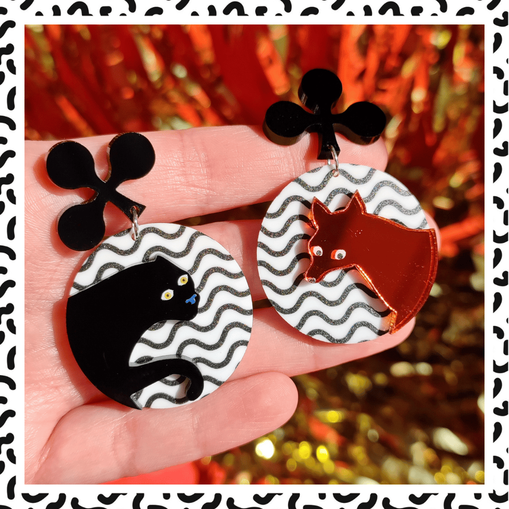 Image of Modo Italiano | Fox and Panther Statement Acrylic Earrings