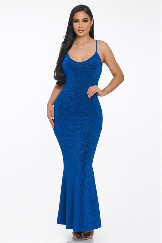 Image of 3PACK ROYAL BLUE BACKLESS MERMAID MAXI DRESS