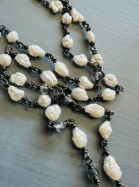 Image 3 of flash sale . funky pearl and rutilated quartz necklace with Tibetan turquoise pendant