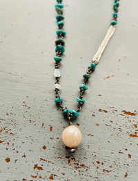 Image 6 of flash sale . fancy grade Lone Mountain turquoise Khalil Gibran quote necklace with pearl pendant