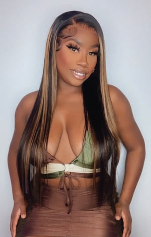 Image of 13x4 Brown Highlight Lace Front Wig in 26”