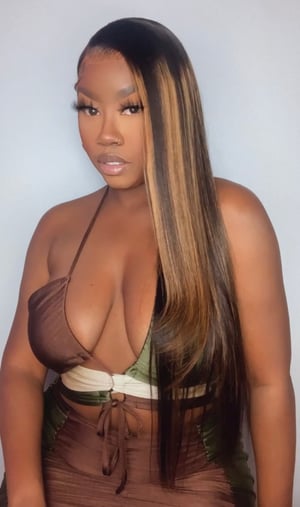 Image of 13x4 Brown Highlight Lace Front Wig in 26”