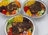 Hot & Spicy Jerk Salmon Salad and Blackened honey glazed lemon pepper Salmon Salad