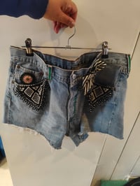 Image 7 of Vintage levi cut off shorts - waist 33 inches with stretch black beads