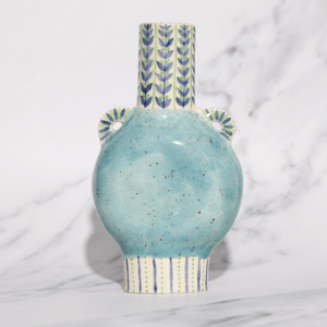 Image of Small Hand-built Stoneware Vase - Crackle Larimar