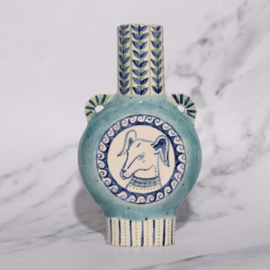 Image of Small Hand-built Stoneware Vase - Crackle Larimar