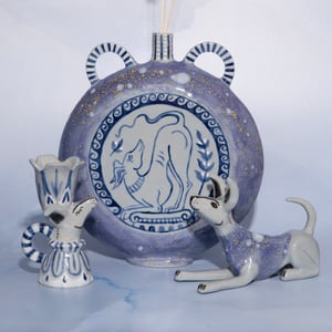 Image of 'Charming Celeste' Ceramic Whippet Greyhound Sighthound Figurine