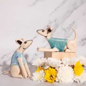 Image of 'Dandy David' Ceramic Whippet Greyhound Sighthound Figurine