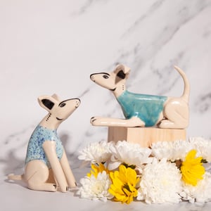 Image of 'Fascinating Fred' Ceramic Whippet Greyhound Sighthound Figurine