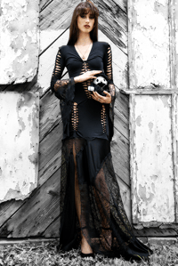 Image 1 of Morticia - Custom Gothic Dress with Lace Extensions