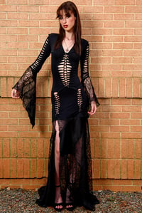 Image 4 of Morticia - Custom Gothic Dress with Lace Extensions