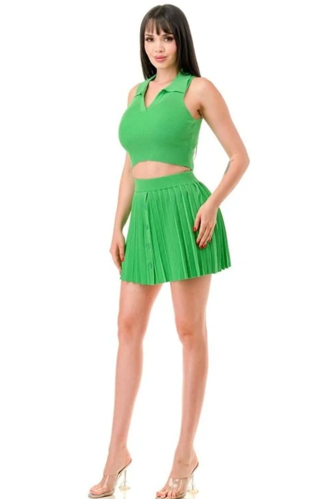 Image of Sleeveless Tennis Skirt Set (green) 