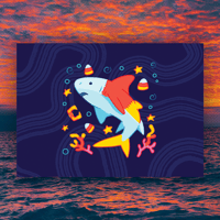Image 1 of Candy Corn Shark 5"x7" Fine Art Print