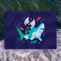 Image 1 of Bull Shark Barbarian 5"x7" Fine Art Print