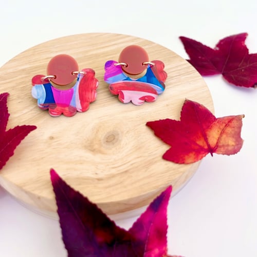 Image of 'Night Garden' (hand painted) Petite Scallop Dangles