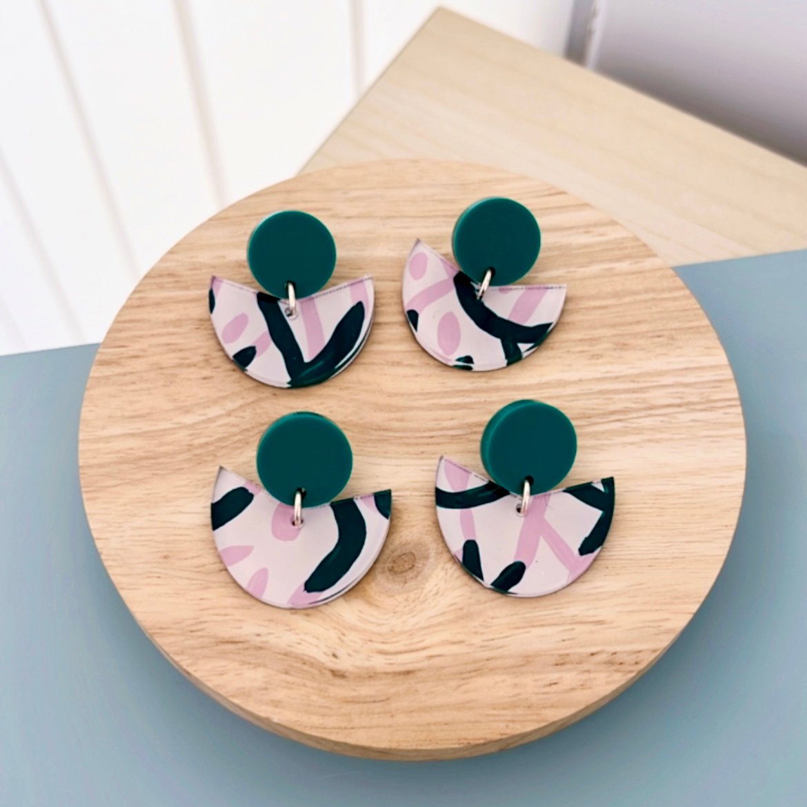 Image of 'Blush Vines' (hand painted) Mini Tulip Dangles