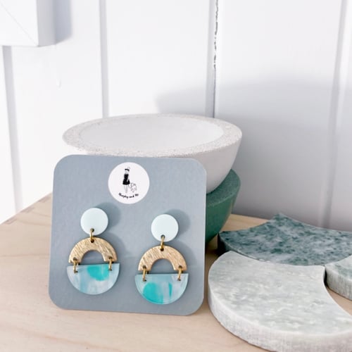 Image of 'Glacier' (hand painted) Brass Shapes Dangles