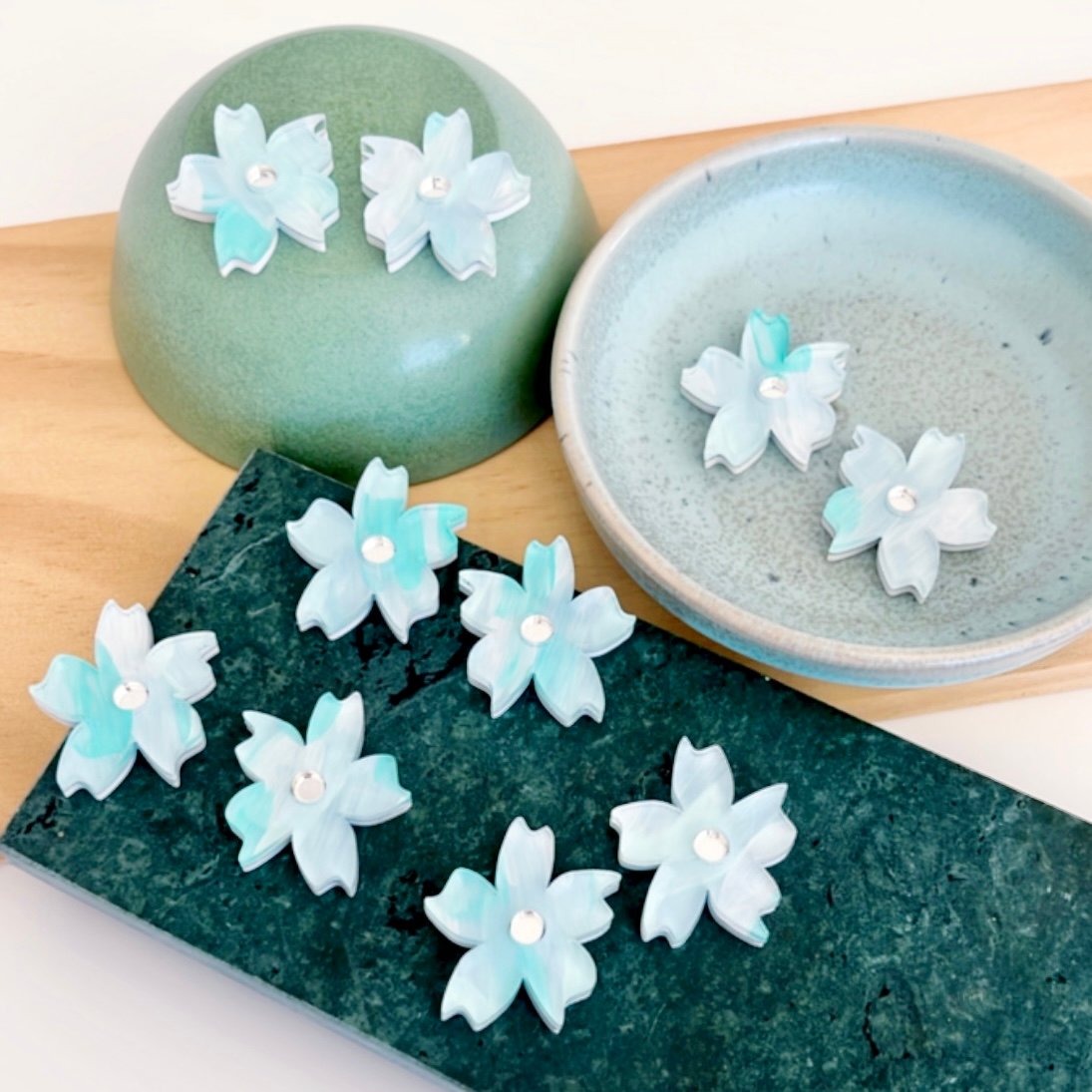 Image of 'Glacier' (hand painted) Wildflower Studs