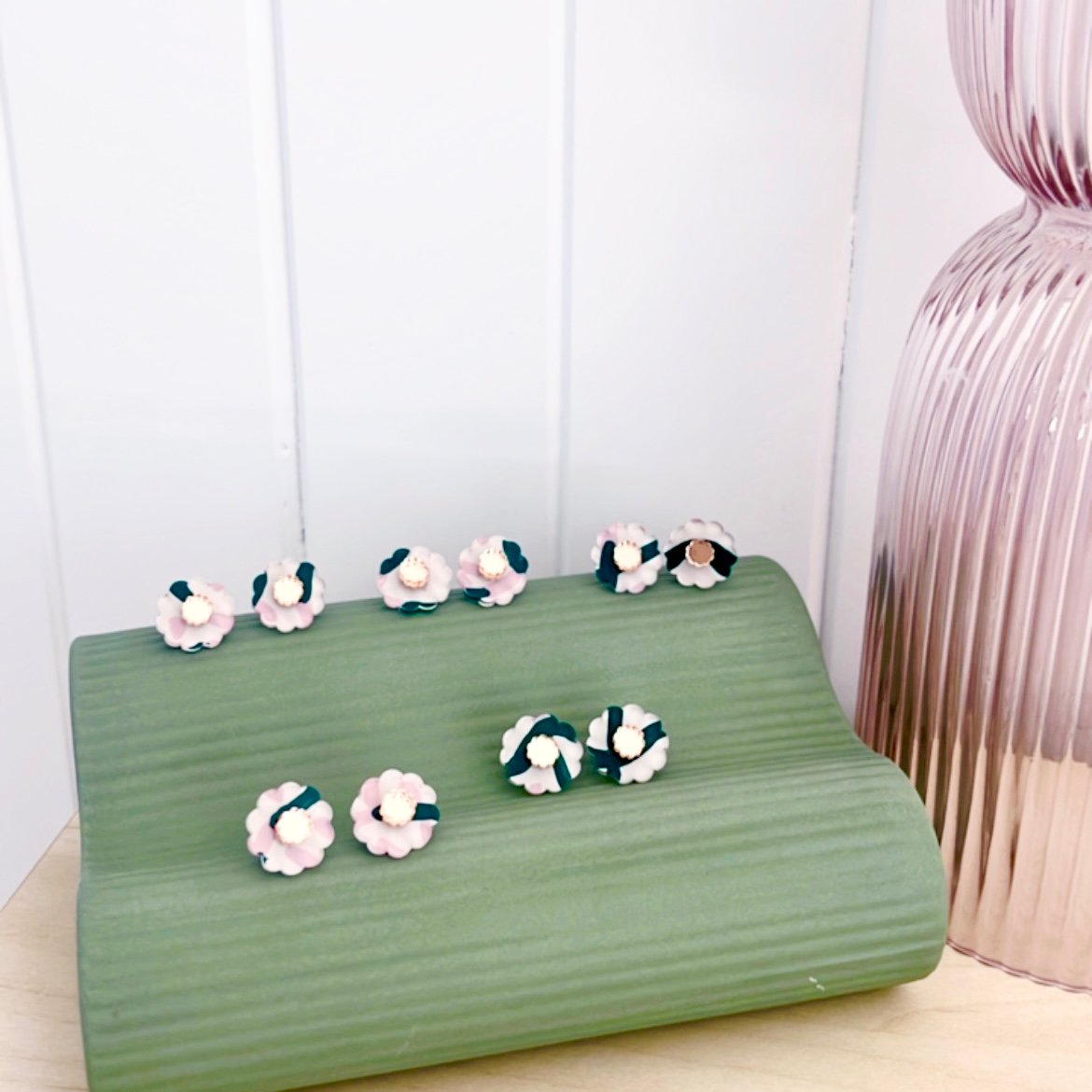 Image of 'Blush Vines' (hand painted) Mini Blossom Studs