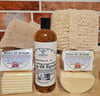 Alkaline Castile Body Wash/Shampoo-Cold-Processed Bar Soaps-Cactus Fiber Face/Body Polisher-Exfoliat