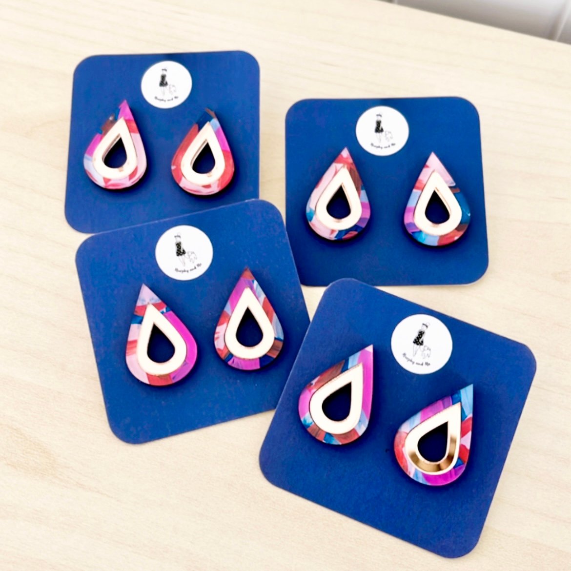 Image of Night Garden (hand painted) Teardrop Studs
