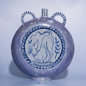 Image of Hand-built Blue Stoneware Vase - Hydrangea