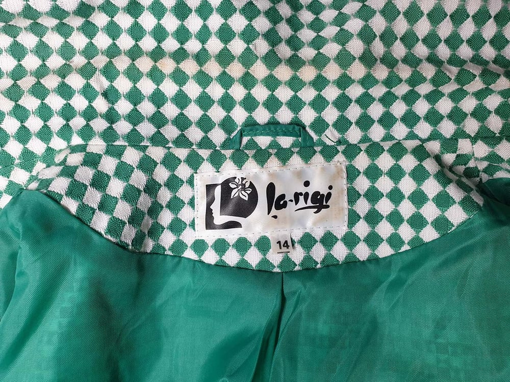 Vintage 1990's Green & White Diamond Check Power Suit Set
