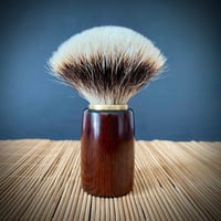 Image 1 of Handmade Urushi Shaving Brush, premium 2-band badger hair, made from walnut wood,  Fuki-Urushi