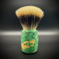 Image 1 of Handmade Shaving Brush, premium 2-band badger hair, made from deep green stabilized maple burl