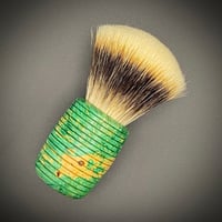 Image 4 of Handmade Shaving Brush, premium 2-band badger hair, made from deep green stabilized maple burl