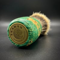 Image 5 of Handmade Shaving Brush, premium 2-band badger hair, made from deep green stabilized maple burl