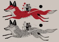 FOX WITH CABIN TOKEN (COLOUR/BLACK & GREY)