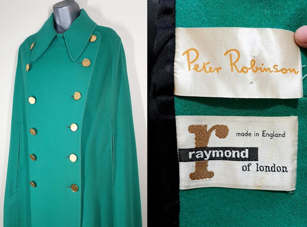 Incredible Vintage 1960's Raymond of London Wool Cloak/Cape With Large Collar 