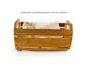 Image of Oak Maple Padauk Wooden Basket Centerpiece, Handmade Rustic Decor, Wood Farmhouse Table Decor