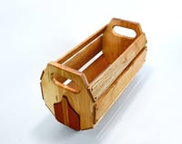 Image 11 of Oak Maple Padauk Wooden Basket Centerpiece, Handmade Rustic Decor, Wood Farmhouse Table Decor