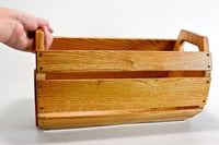 Image 12 of Oak Maple Padauk Wooden Basket Centerpiece, Handmade Rustic Decor, Wood Farmhouse Table Decor