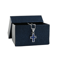 Image 5 of Sterling Silver 925 Navy Blue Lapis Lazuli Dainty Cross Handmade Pendant with 16+2 inches Chain
