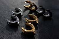 Image 1 of Filigree Ear Saddles - Stainless Steel - Gold Silver - Stretched Ears