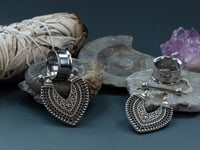 Image 1 of Tribal Shield Tunnels - Silver - Stainless Steel 316L - Ear Stretchers Gauges Plugs