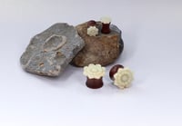Image 1 of Lotus Flower - Wooden Plugs - Natural Double Flared Plugs - Wooden Plugs - Stretched Ears