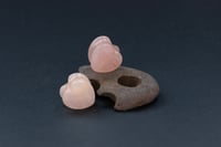 Image 1 of Crystal Heart Plugs - Rose Quartz - Heart Gem Stone Double Flared Plugs - Crystal Plugs