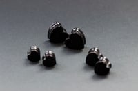Image 1 of Crystal Heart Plugs - Black Obsidian - Heart Gem Stone Double Flared Plugs - Crystal Plugs - Stone
